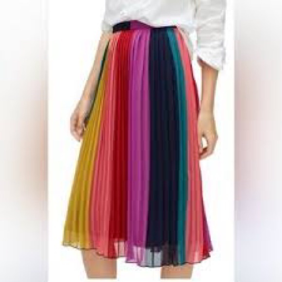 J. Crew Multicolor Pleated A-Line Skirt - Picture 2 of 5